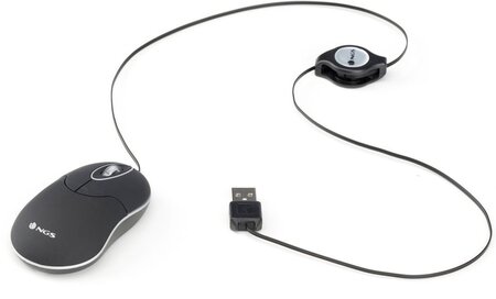 Mini Souris filaire pour portable (rétractable) NGS Sin (Noir)