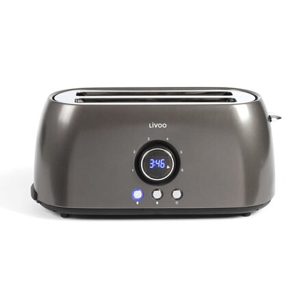 Livoo Grille-pain à affichage numérique 1400 W Gris