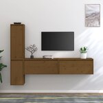 vidaXL Meubles TV 4 Pièces Marron miel Bois massif de pin