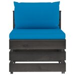 vidaXL Salon de jardin 5 Pièces avec coussins Bois imprégné de gris