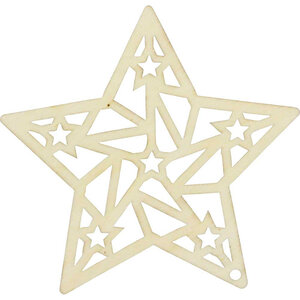 Suspension de Noël en bois Etoile esprit origami 15 cm