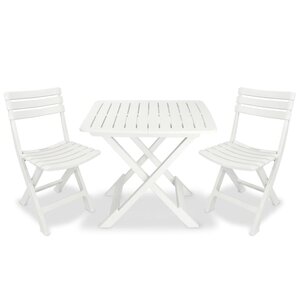 vidaXL Ensemble de bistro pliable 3 Pièces Plastique Blanc