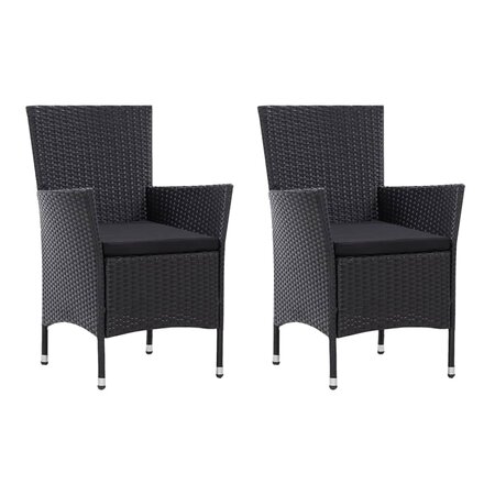 vidaXL Chaises de jardin 2 Pièces Noir Résine tressée