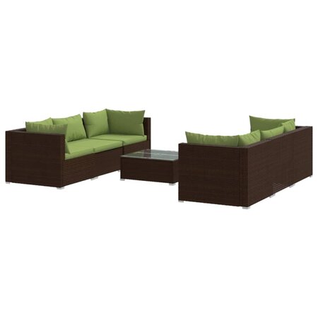 vidaXL Salon de jardin 7 Pièces avec coussins Résine tressée Marron