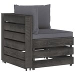 vidaXL Salon de jardin 9 Pièces avec coussins Bois imprégné de gris