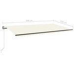 vidaXL Auvent automatique avec capteur de vent et LED 600x350 cm Crème