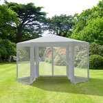 Tonnelle barnum tente de réception hexagonale 10 m² style cosy métal polyester imperméabilisé surface env. 10 m² crème