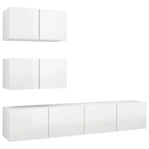 vidaXL Ensemble de meuble TV 4 Pièces Blanc brillant Aggloméré