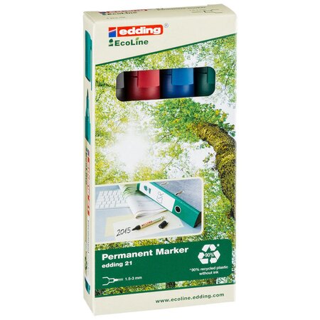 Marqueur permanent 21, Pointe ogive 3 mm, Bleu (paquet 4 unités)