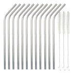 12 pailles réutilisables en inox 21 cm