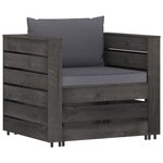 vidaXL Salon de jardin 7 Pièces avec coussins Bois imprégné de gris