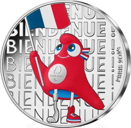 Pièce de monnaie en argent 50 euro g 35 millésime 2023 les mascottes bienvenue mascotte