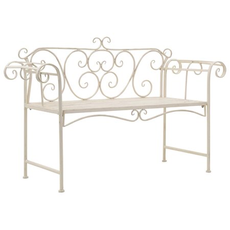 vidaXL Banc de jardin 132 cm Métal Antique Blanc