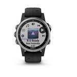 Garmin - Montre GPS de randonnée fenix 5s Plus, Silver noire avec bracelet noir