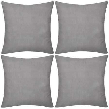 vidaXL Housses de coussin 4 Pièces Coton Gris 40x40 cm