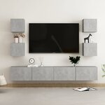 vidaXL Ensemble de meubles TV 6 Pièces Gris béton Aggloméré