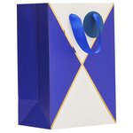 Sac cadeau petit format triangle bleu et blanc - draeger paris