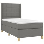 vidaXL Sommier tapissier avec matelas et LED Gris foncé 90x200cm Tissu