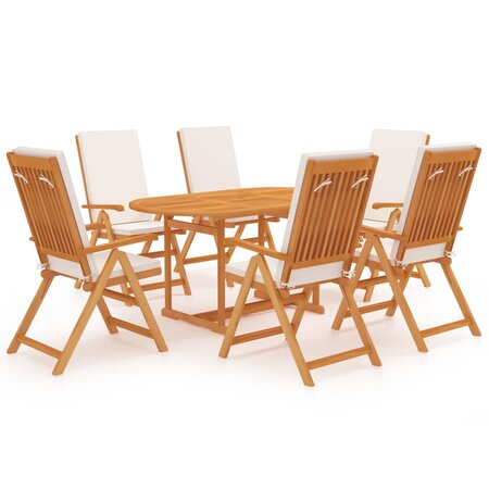 vidaXL Salon de jardin 7 Pièces avec coussins Bois de teck massif