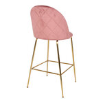 Chaise de bar en velours rose avec pieds en laiton