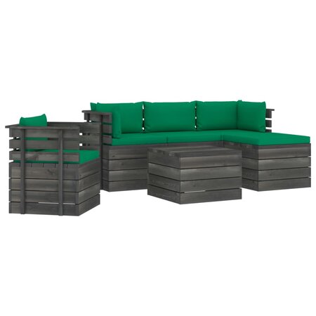 vidaXL Salon palette de jardin 6 Pièces avec coussins Bois de pin massif