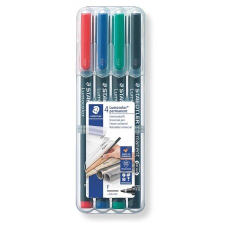 4 feutres lumocolor permanent pointe fine 0.6mm staedtler