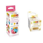 Colorants naturels pourpre-orange-bleu + paillettes dorées