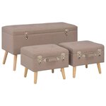 vidaXL Tabourets de rangement 3 Pièces Marron Tissu