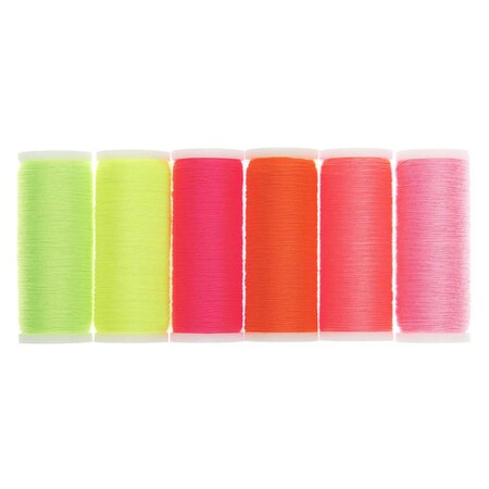 6 bobines de fils à coudre fluo 100 m