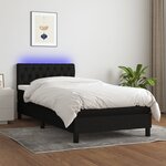 vidaXL Sommier tapissier avec matelas et LED Noir 90x200 cm Tissu