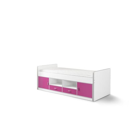 BONNY Lit capitaine 90x200 Fushia +  Sommier 13 Lattes 90x200cm Beige