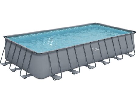 Piscine tubulaire grise - "LUDO 5" - 7.32 x 3.66 x 1.32 m - Filtration à  sable 5 7m3/H
