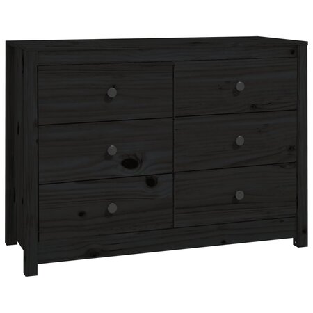 vidaXL Armoire latérale Noir 100x40x72 cm Bois de pin massif