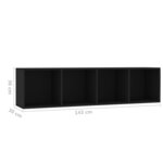 vidaXL Bibliothèque/Meuble TV Noir 143 x 30 x 36 cm