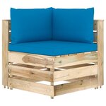 vidaXL Salon de jardin 4 Pièces avec coussins Bois imprégné de vert