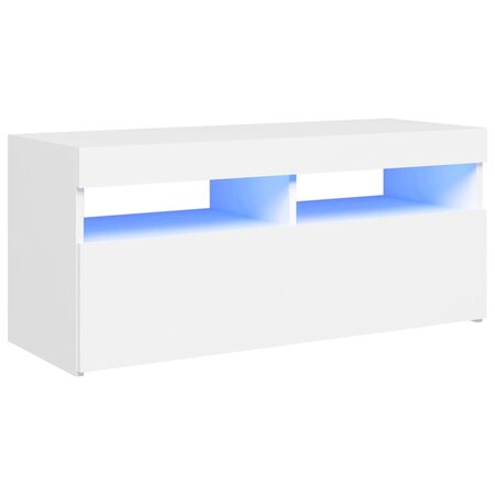 vidaXL Meuble TV avec lumières LED blanc 90x35x40 cm
