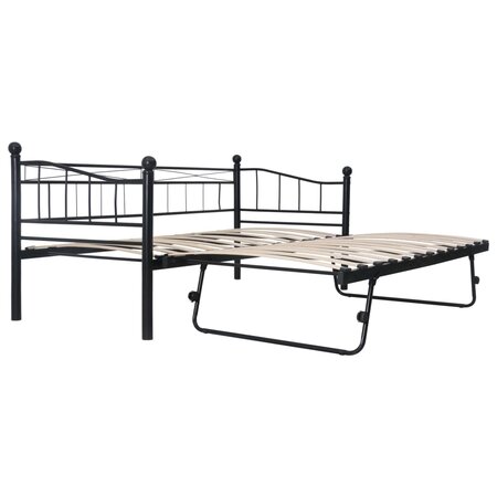 vidaXL Cadre de lit Noir Acier 180x200/90x200 cm