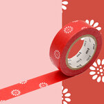 Masking Tape MT fleurs fond rouge - kurenaigiku