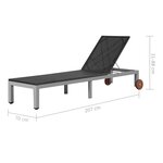 vidaXL Chaise longue avec roues Résine tressée Noir