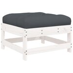 vidaXL Salon de jardin 3 Pièces avec coussins blanc bois massif