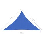 vidaXL Voile d'ombrage 160 g/m² Bleu 3 5x3 5x4 9 m PEHD