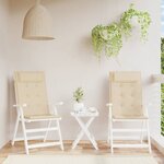 vidaXL Coussins de chaise à dossier haut lot de 2 beige tissu oxford