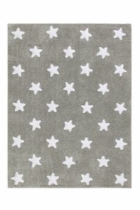 Tapis coton motif étoile - gris - 120 x 160