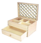 Boite en bois 5 compartiments et tiroir 20 x 14 H 10 cm