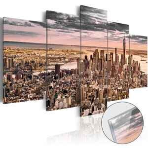 Tableau sur verre acrylique - new york city: morning sky [glass] l x h en cm 100x50