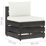 vidaXL Salon de jardin 9 Pièces avec coussins Bois imprégné de gris