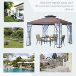 Tonnelle barnum style colonial double toit toile moustiquaires amovibles 3 x 3 x 2 65 m chocolat et blanc