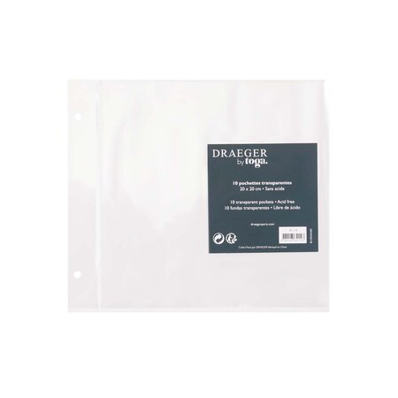 10 Pochettes transparentes pour Scrapbooking 20 x 20 cm