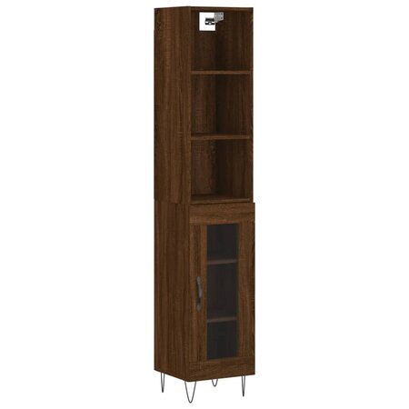vidaXL Buffet haut Chêne marron 34 5x34x180 cm Bois d'ingénierie