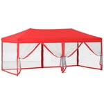 vidaXL Tente de réception pliable avec parois Rouge 3x6 m